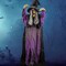 72” Halloween Hanging Flying Witch Animatronic Purple, Talking Animated Witch Light up Eyes Sound Activated, Halloween Decorations outside Indoor Animatronics Haunted House